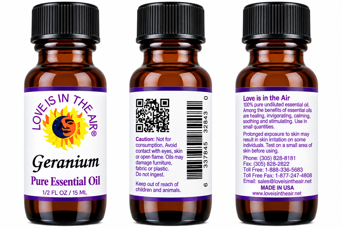 Geranium Pure Essential Oil 15 mL by Love Is In The Air - three views