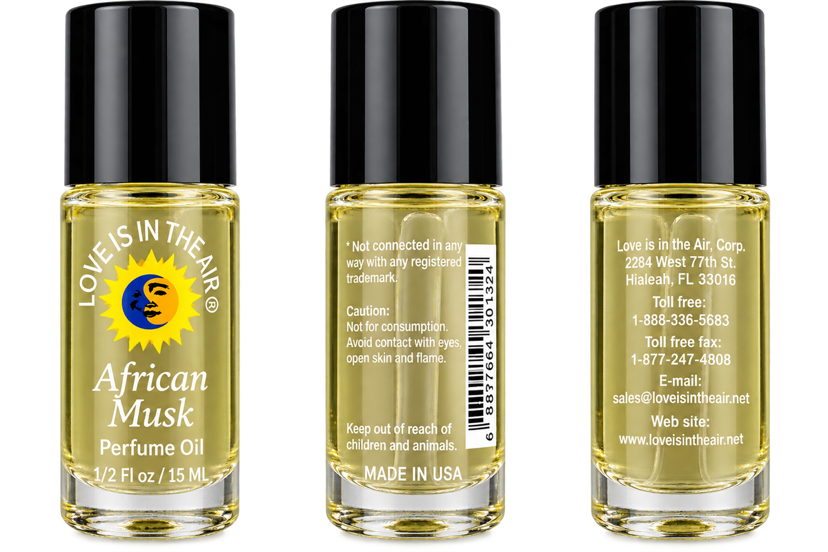 Love Is In The Air African Musk Perfume Oil 15 mL - three product views