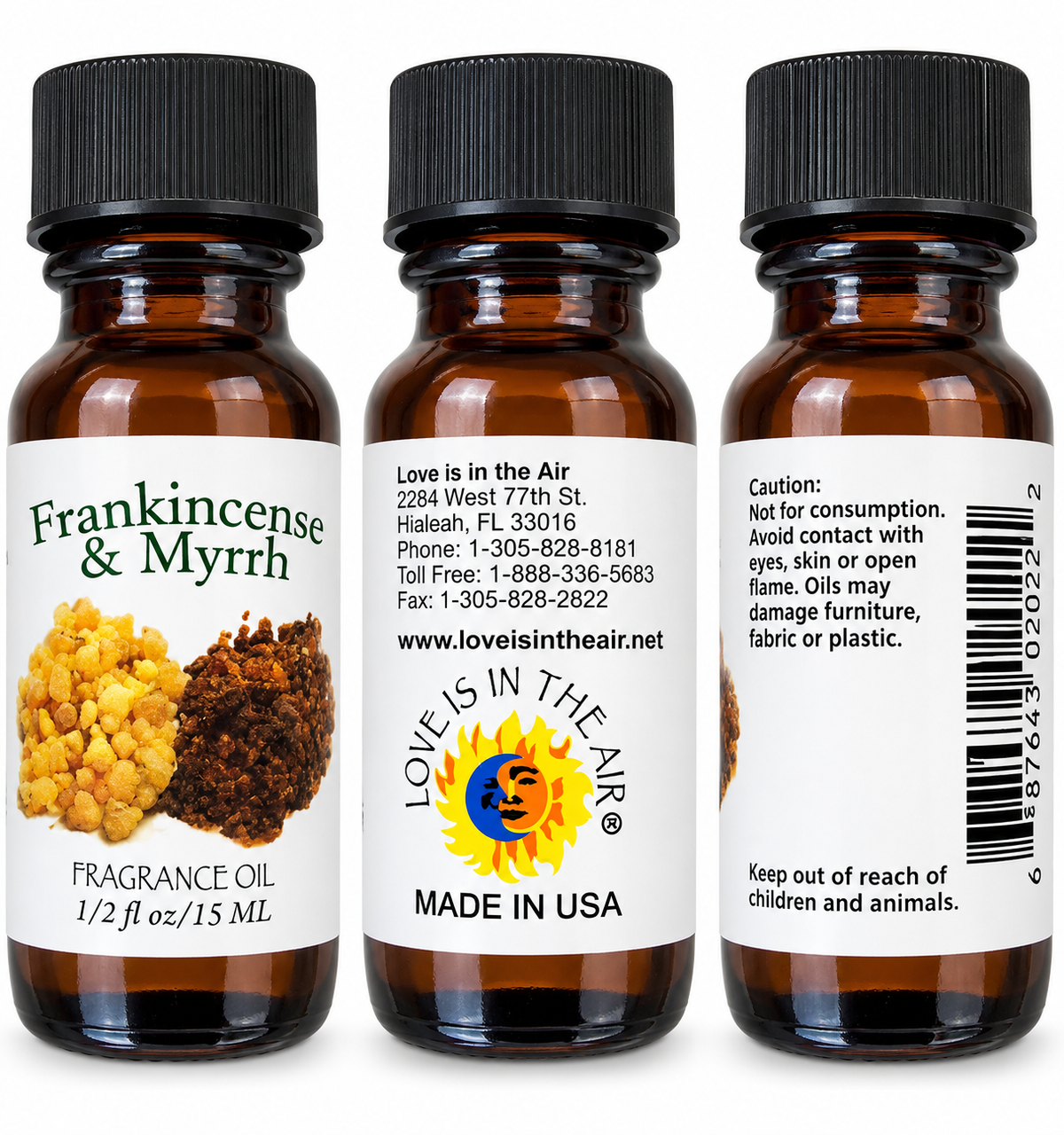 Love Is In The Air Frankincense & Myrrh Fragrance Oil 15 mL - three product views