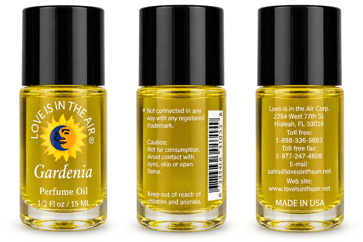 Love Is In The Air Gardenia Perfume Oil 15 mL - three product views