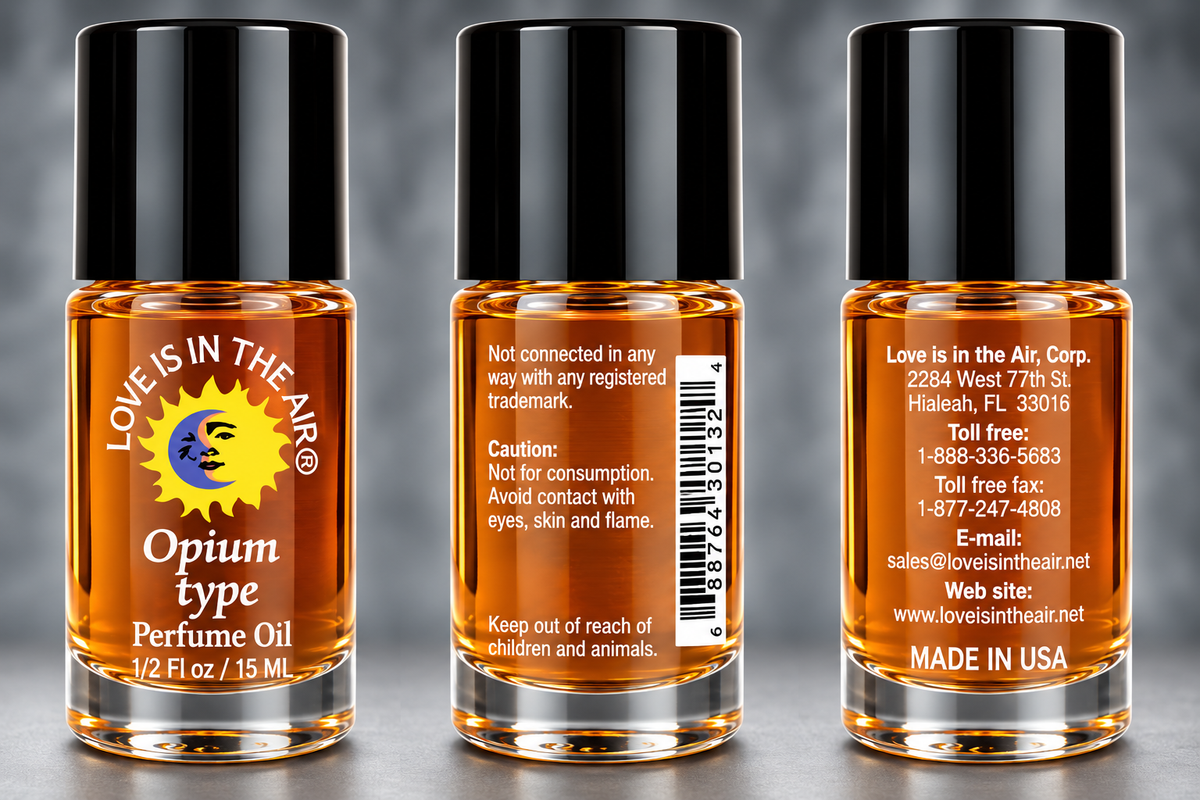 Love Is In The Air Opium Type Perfume Oil 15 mL - three product views