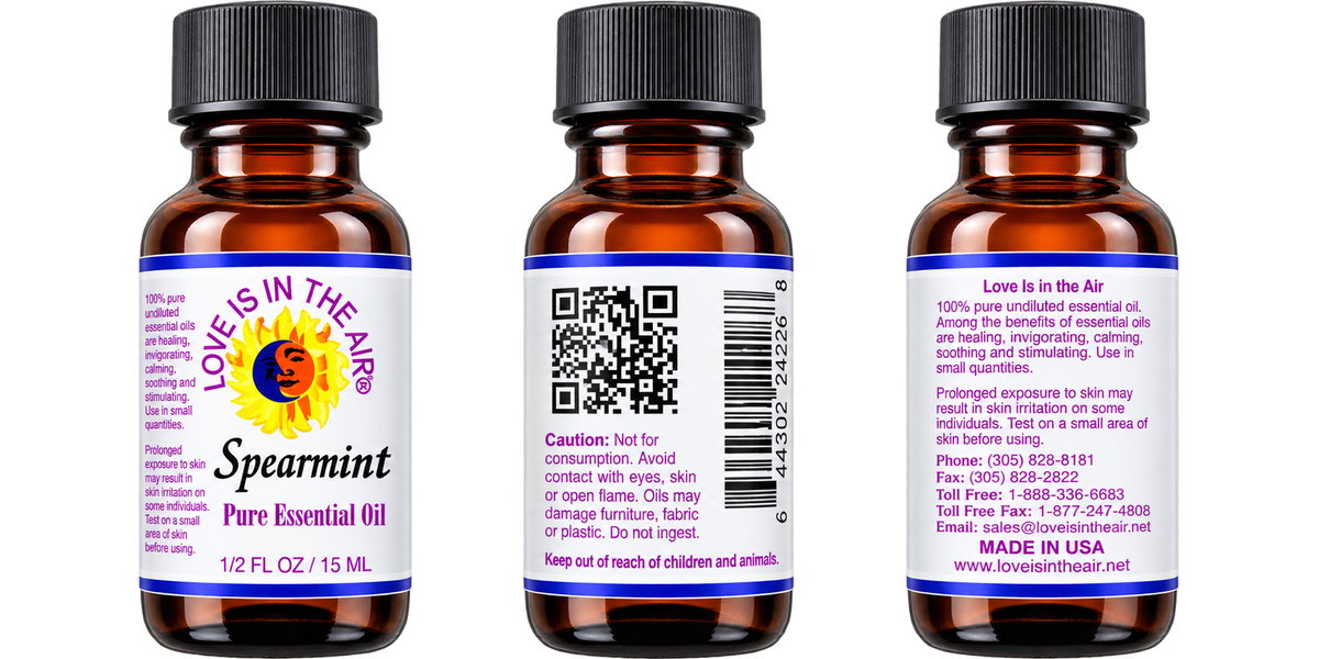 Love Is In The Air Spearmint Pure Essential Oil 15 mL - three product views