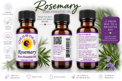 Rosemary Pure Essential Oil 15 mL front and product views