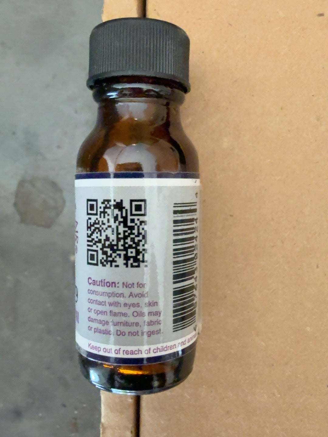 Rosemary Pure Essential Oil 15 mL caution and barcode label